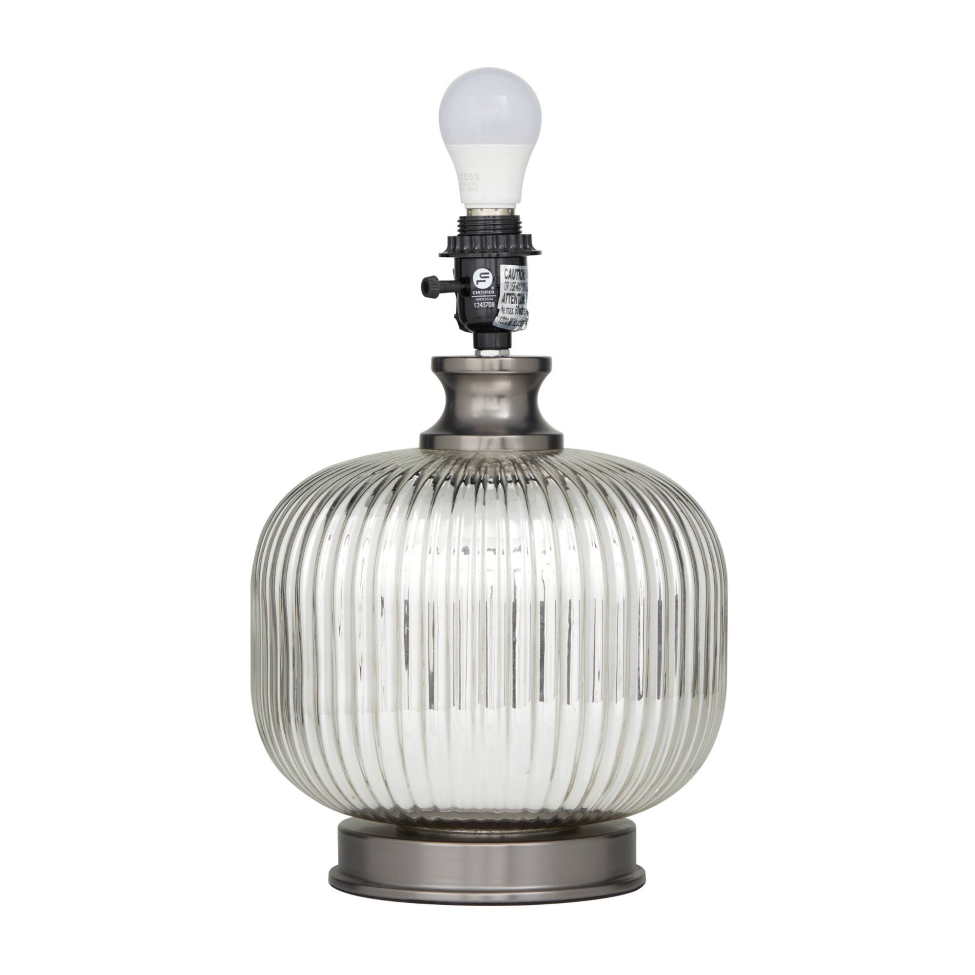 Grey Glass Modern Accent Lamp, 15" x 15" x 21"